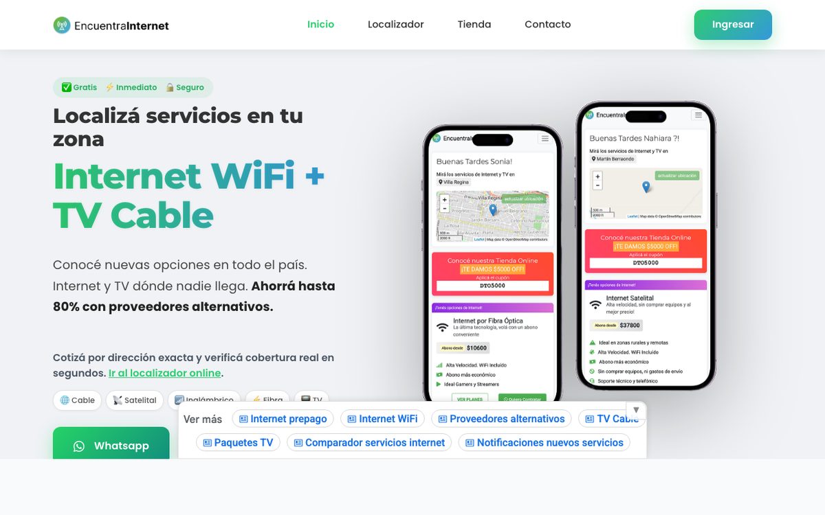 Captura de la home de EncuentraInternet