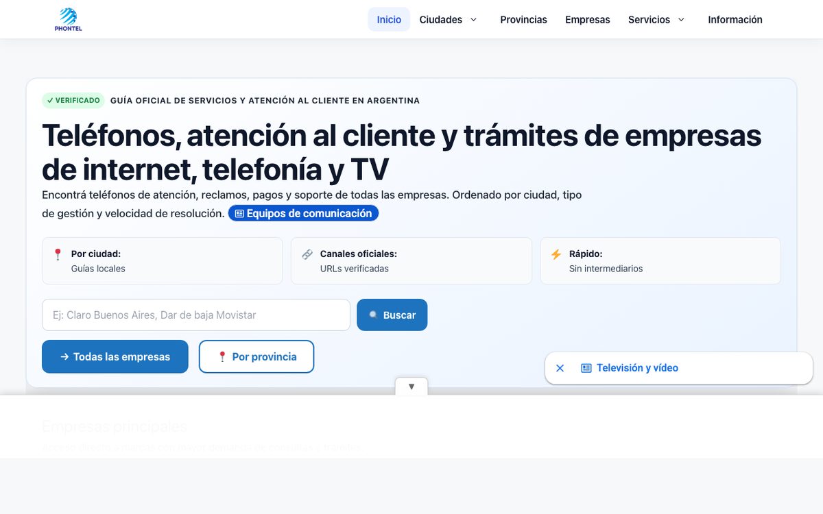 Captura de la home de Phontel